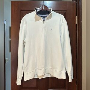 Tommy Hilfiger White Quarter Zip Pullover Sweater Men’s Large